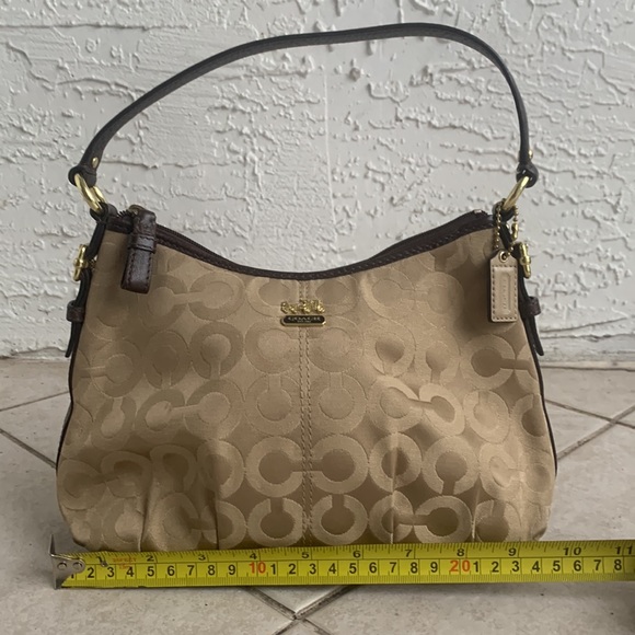 Coach Signature C Logo Satchel in Khaki Sateen with Mahogany Strapping - Picture 3 of 8